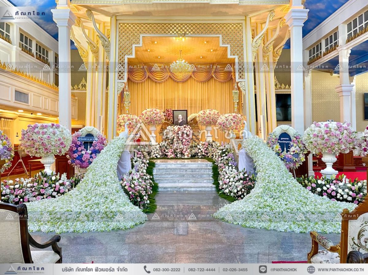 จัดงานศพวัดสระเกศ จัดงานศพวัดภูเขาอง โลงศพ ดอกไม้หน้าหีบ หีบศพ