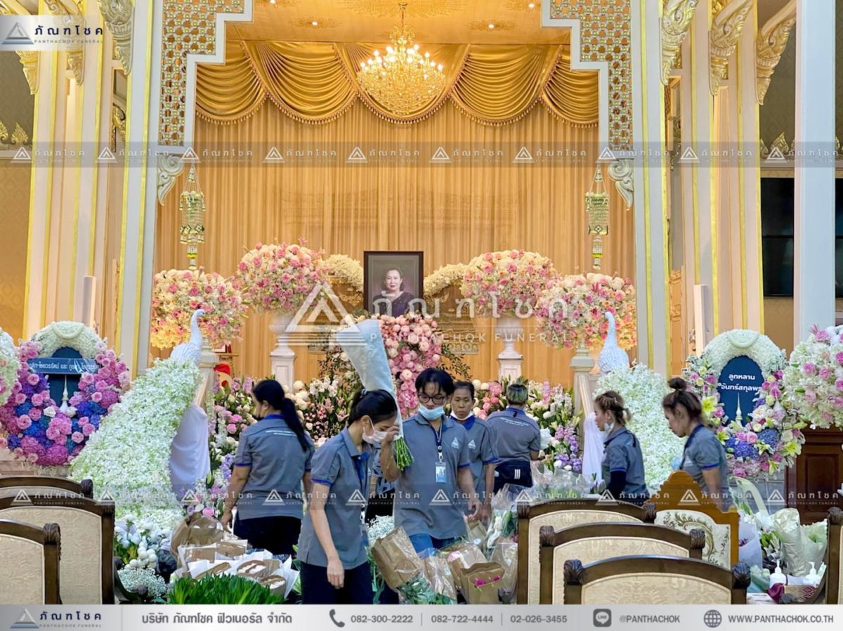 จัดงานศพวัดสระเกศ จัดงานศพวัดภูเขาอง โลงศพ ดอกไม้หน้าหีบ หีบศพ